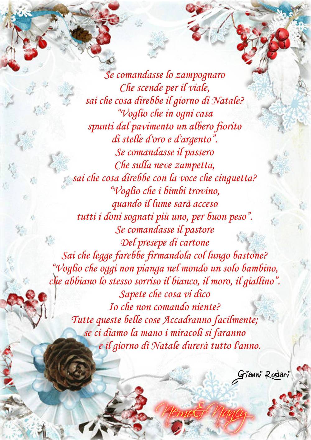 Poesia Di Natale Lo Zampognaro.Un Regalo Per Voi Lo Zampognaro Gianni Rodari Nemoincucina